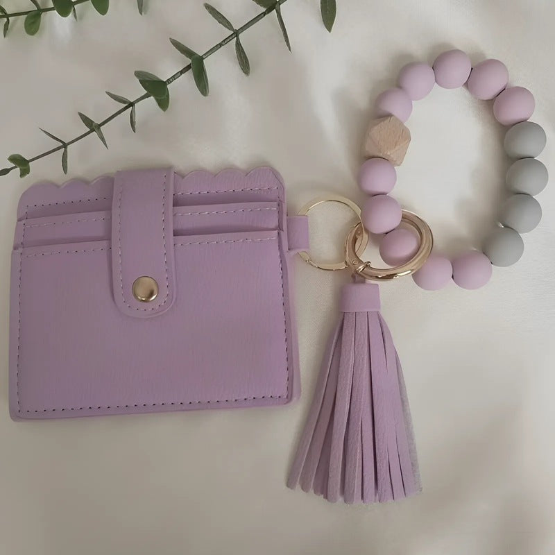 Wholesale Tassel pendant iridescent wrist key ring keychain