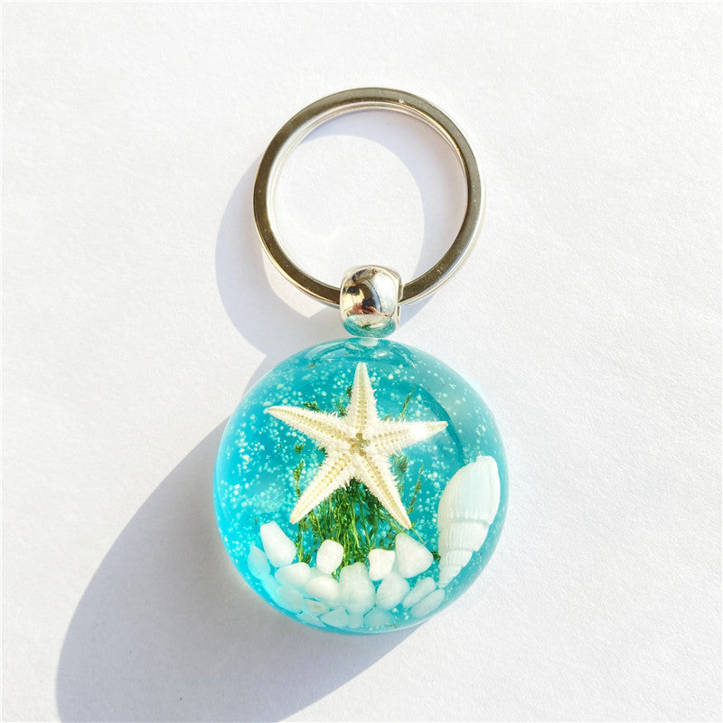Wholesale 6pcs Starfish Amber Souvenir Keychains