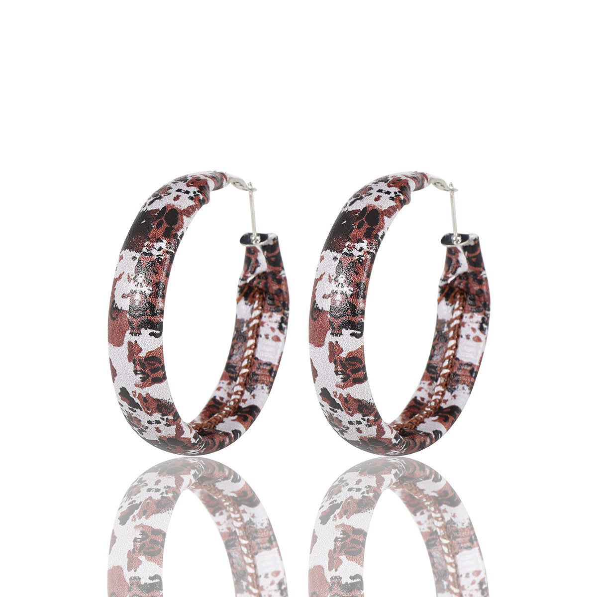 Pendientes de cuero de copo de nieve de leopardo a cuadros