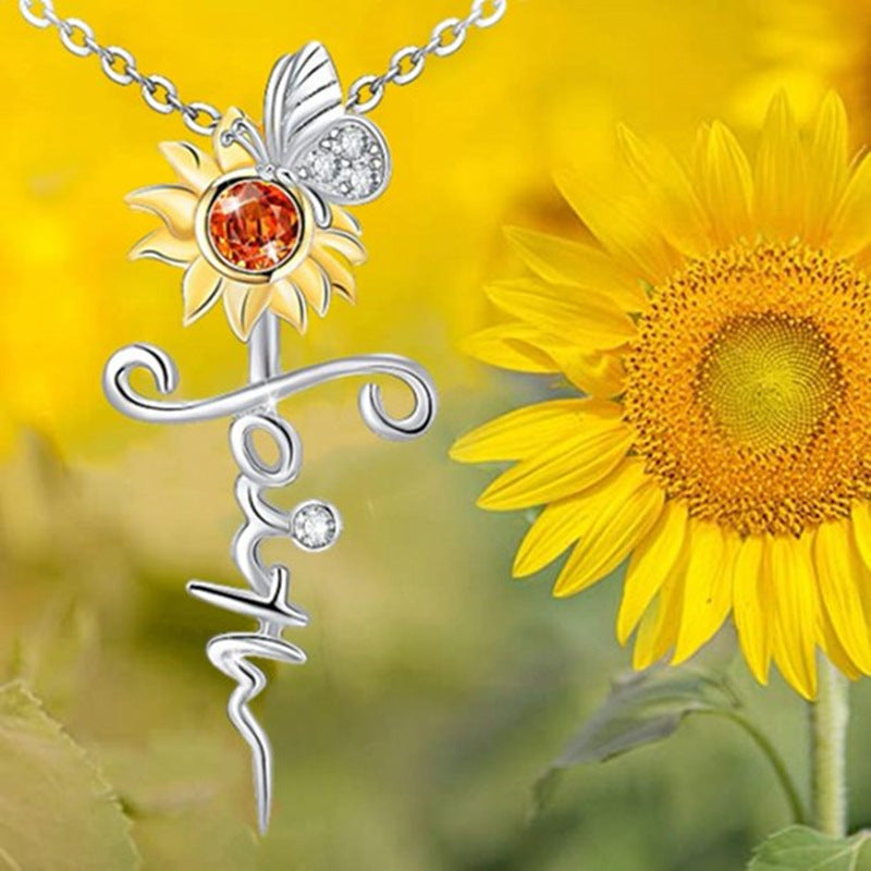 Wholesale Cross sunflower clavicle chain