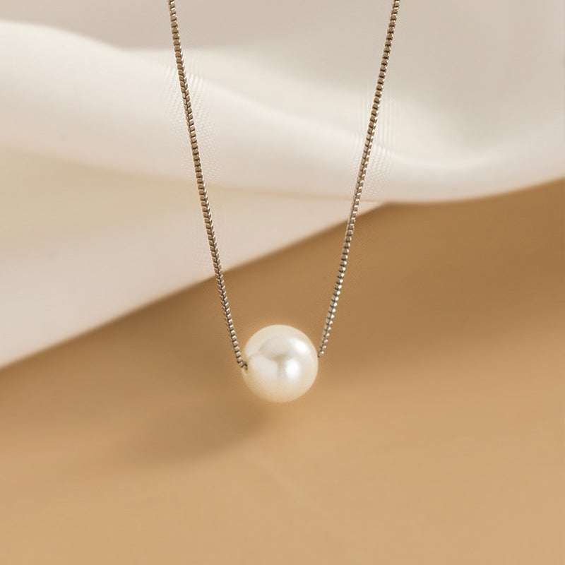 Wholesale S925 Silver Single Synthetic Pearl Necklace