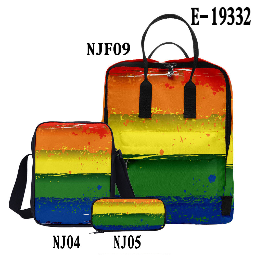 Wholesale Oxford Cloth LGBT Backpack Three-piece Set