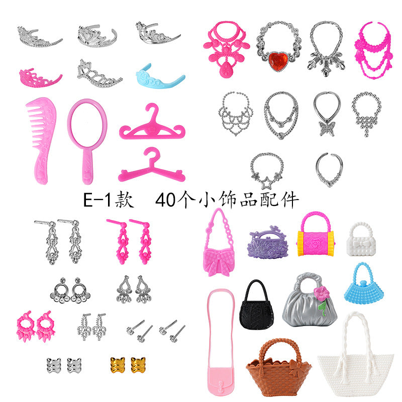 Wholesale 11-Inch Doll Fashion Accessories Electric Plated Crown Necklace Earrings Bracelet Drop Earrings Doll Dressing up Princess Toy