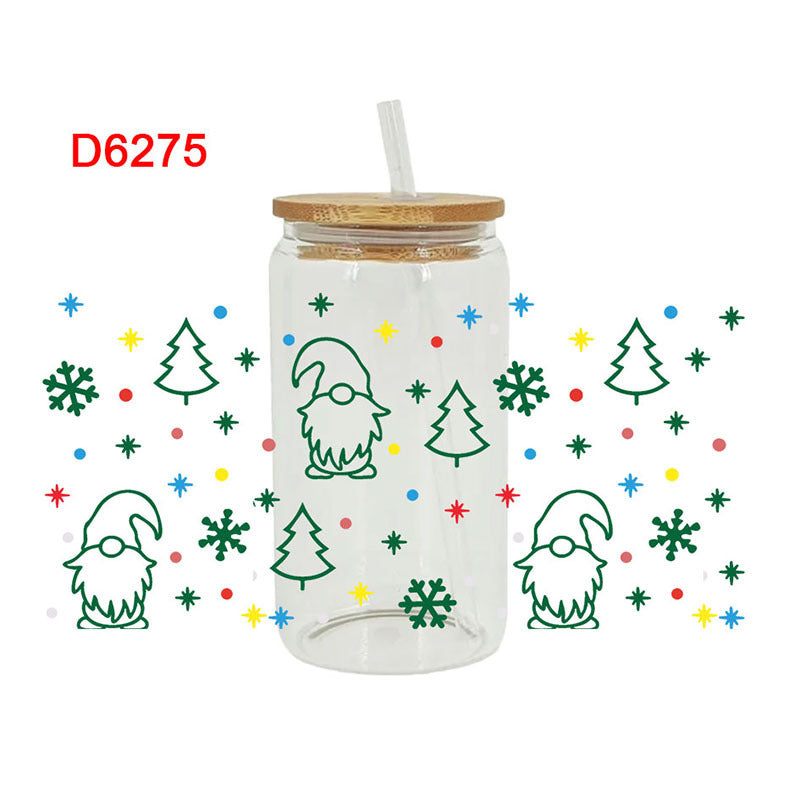 Wholesale  Cartoon Santa Claus 16oz Cup UV DTF Wraps