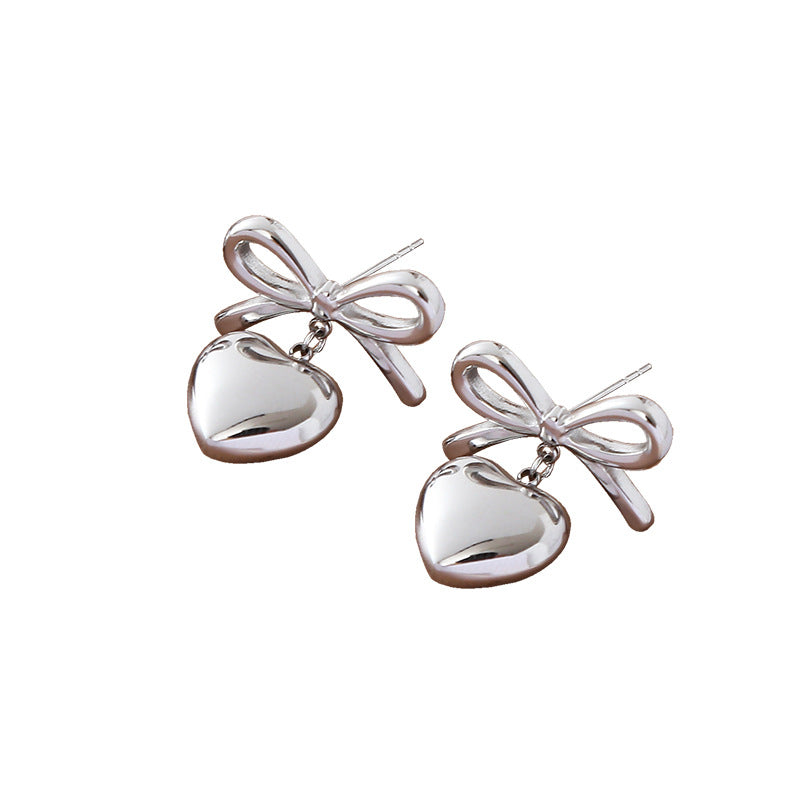 Wholesale Simple and Fashionable Love Bow Light Luxury Style High-end Metal Earrings