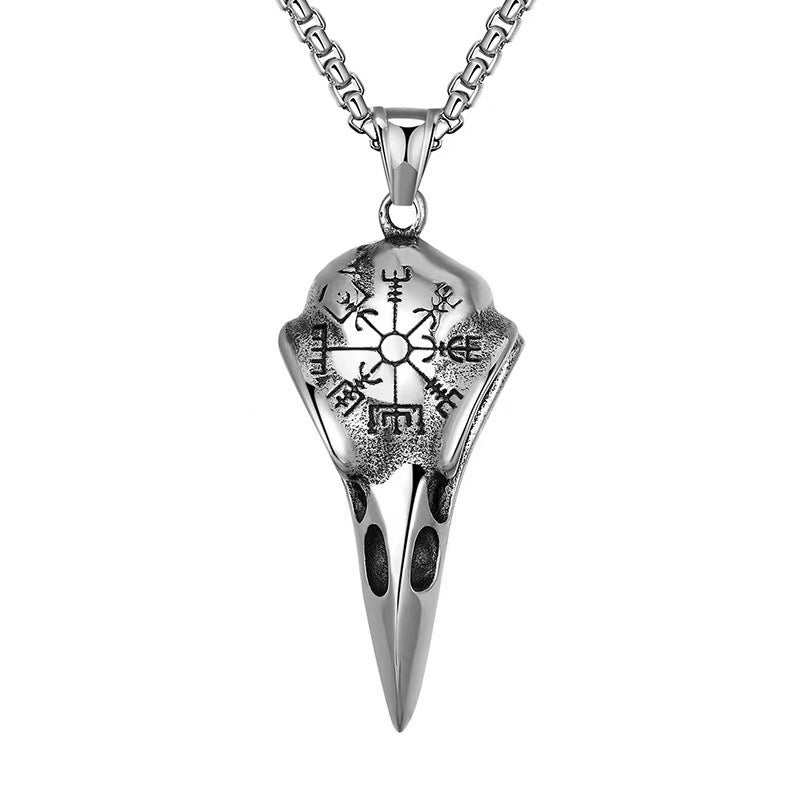 Wholesale Vintage Crow Skull Stainless Steel Punk Style Skull Eagle Beak Men's Necklace