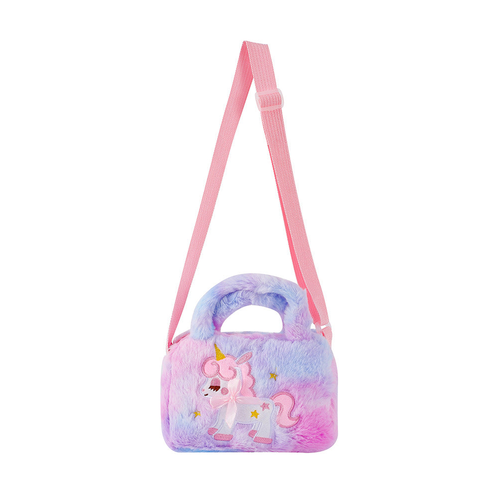 Wholesale Cartoon Unicorn Portable Plush Square Shoulder Bag