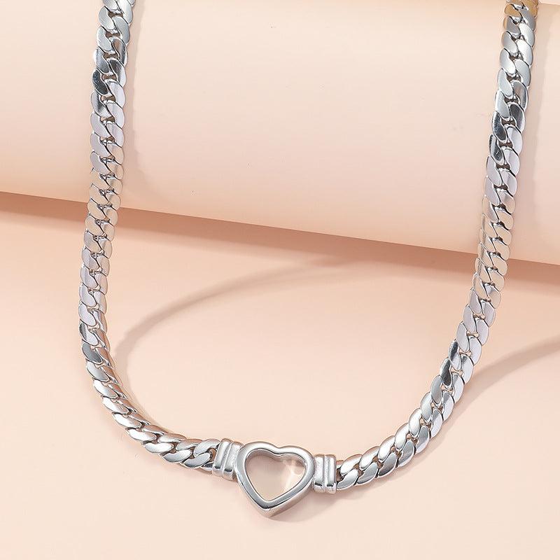 Wholesale Heart Shaped Titanium Steel Necklace Snake Bone Chain Clavicle Chain