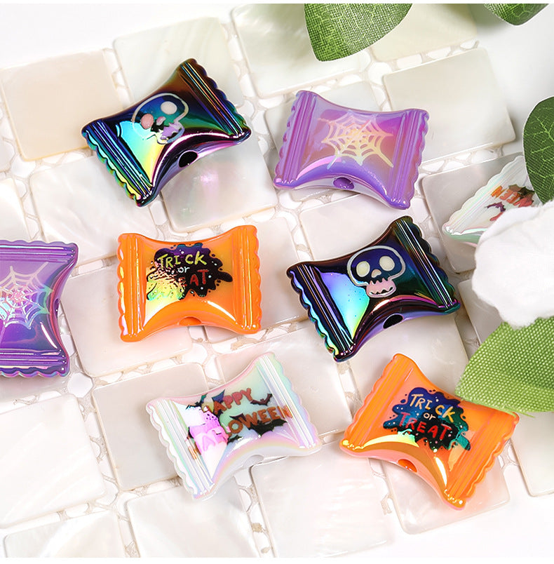 Wholesale 100pcs Halloween Bat Skull Acrylic Candy Jewelry Accessories Beads