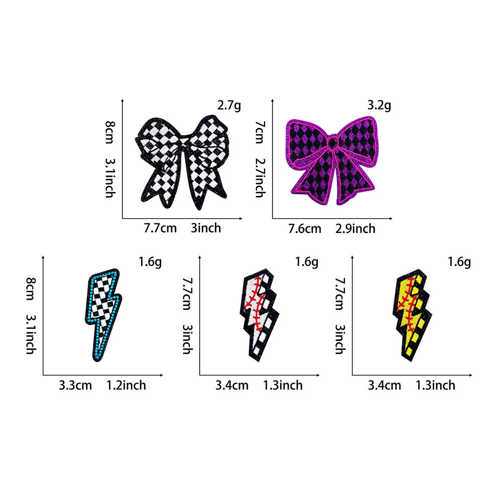 Wholesale Stylish Polyester Iron On Embroidered Patch Bow Plaid Design DIY Clothing Accessory For Resale