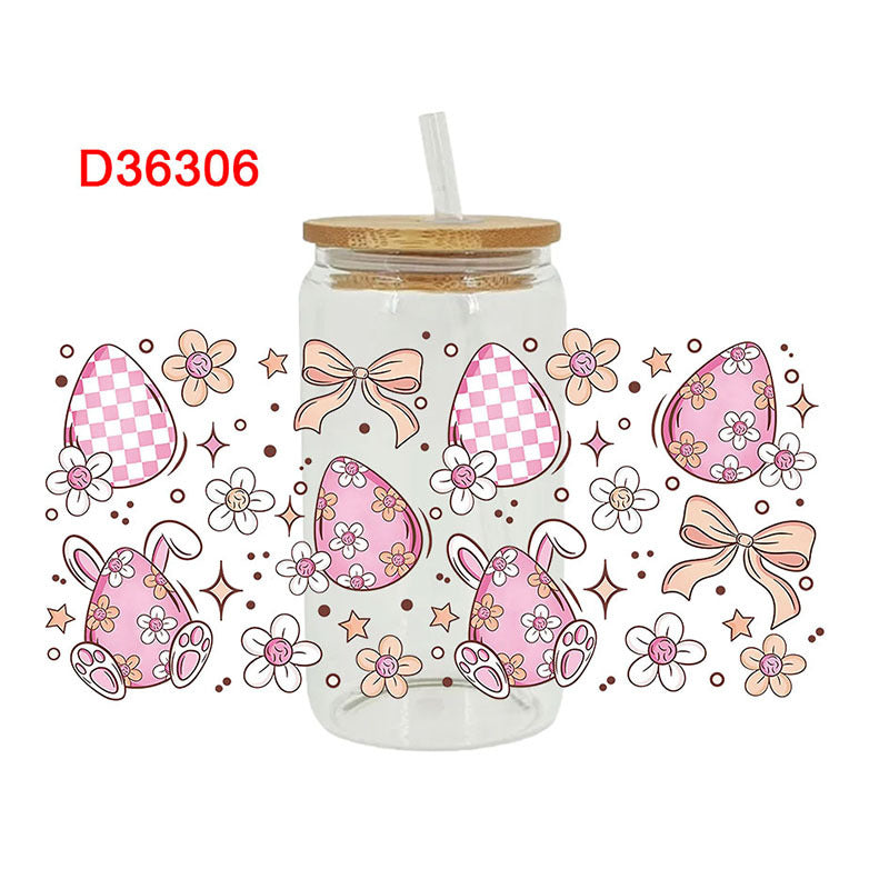 Wholesale UV transfer sticker for glass cups crystal label crystal sticker 16OZ UV DTF WRAPS