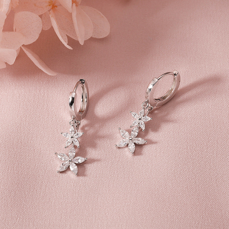 Wholesale Sterling Silver Flower Women's Niche Fashion Elegant Earrings