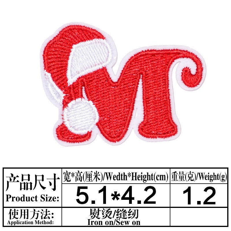 Wholesale Christmas 26 Letter Embroidery Patch Set Iron On DIY For Clothing Towels Gift