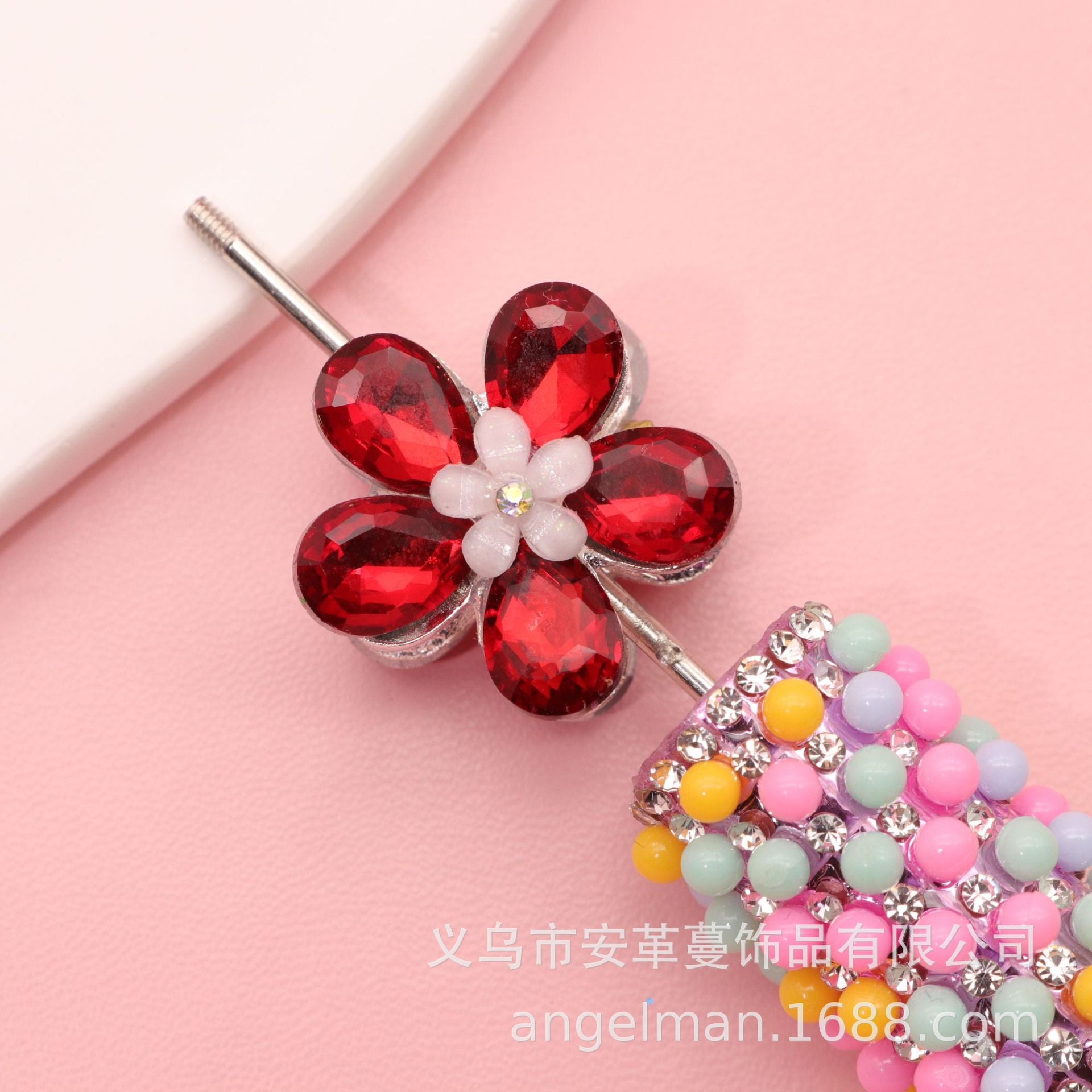 Wholesale Five-leaf flower beads double-sided crystal flower electroplating DIY beads