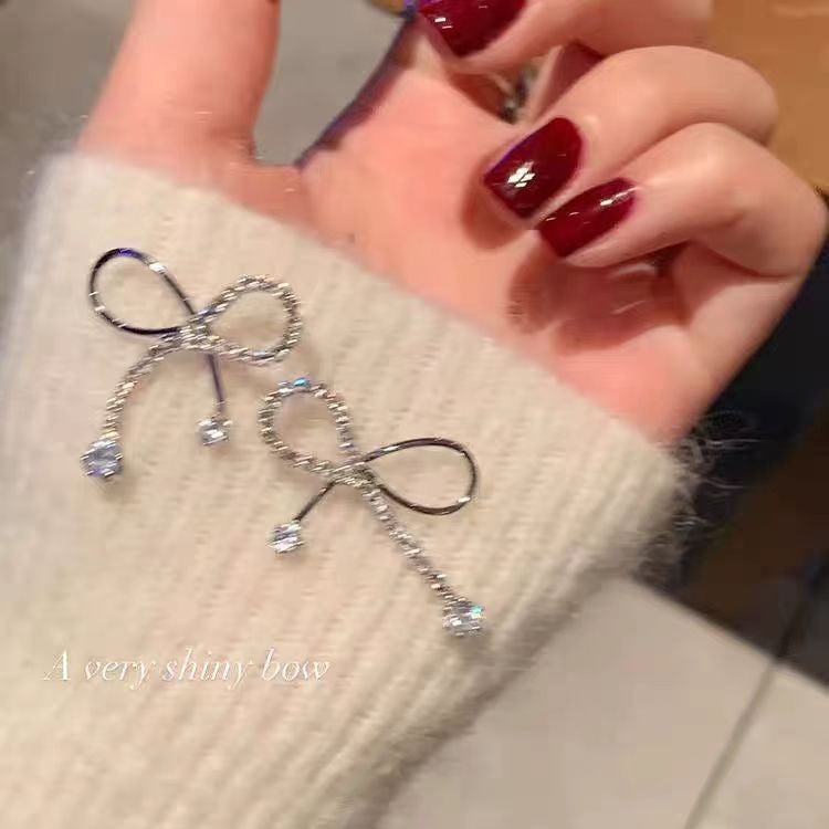 Wholesale Forest-style colorful diamond butterfly long earrings