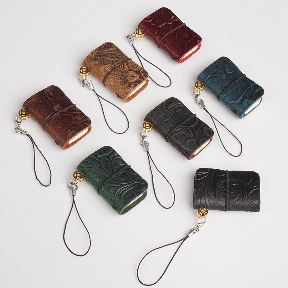 Wholesale mini pocket creative cowhide handmade multi-purpose leather notebook