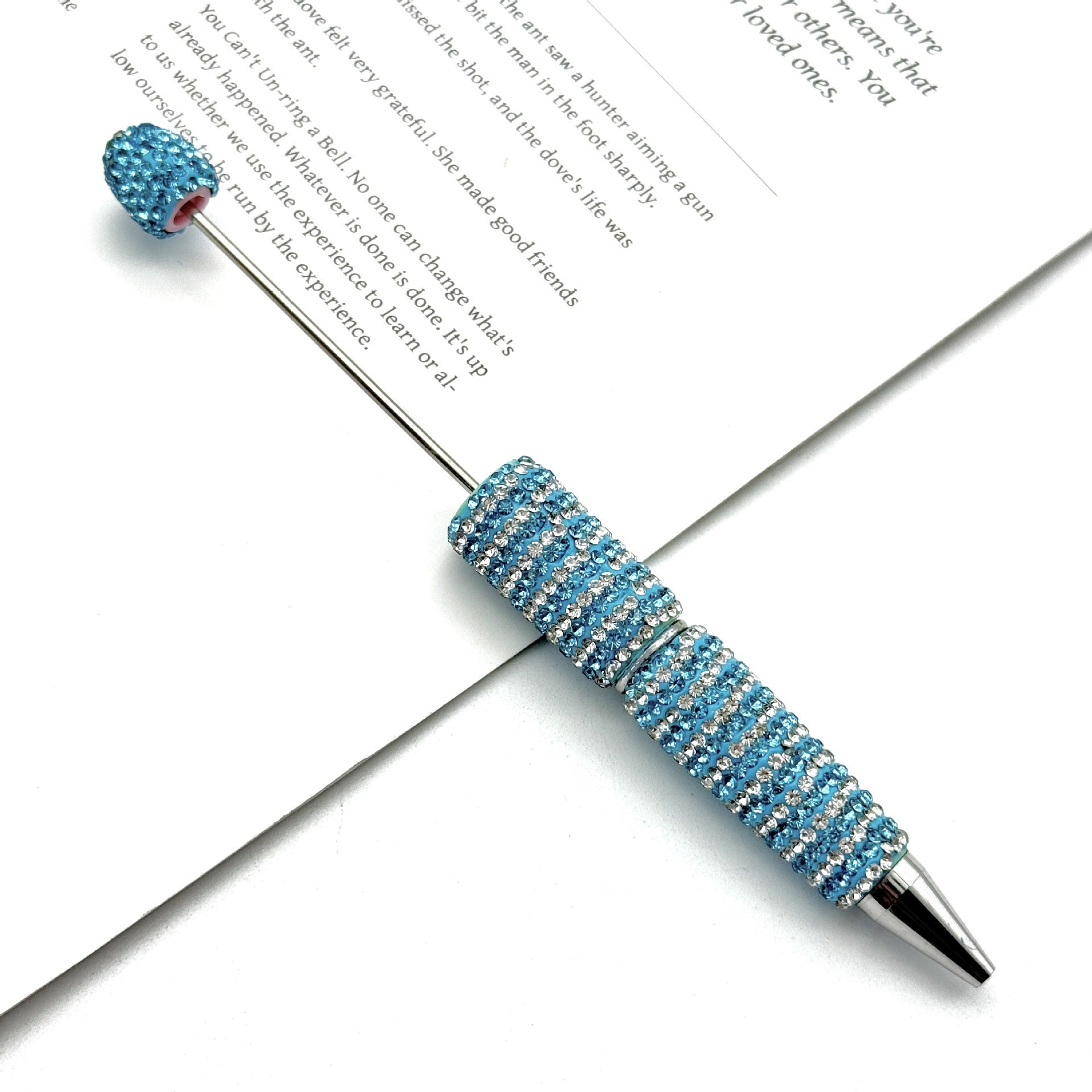 Wholesale Circular Textured Spiral Adorned Full Diamond-like Fancy Beadable Pens