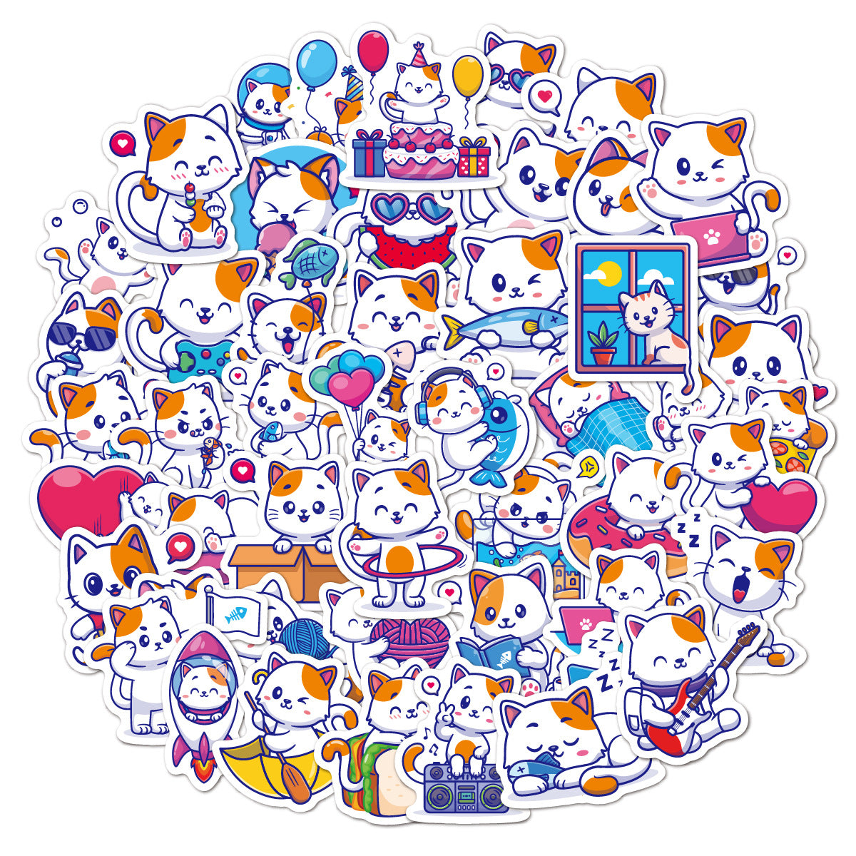 Wholesale 50pcs/pack Small Cute Cartoon Graffiti Stickers with Adhesive Stickers