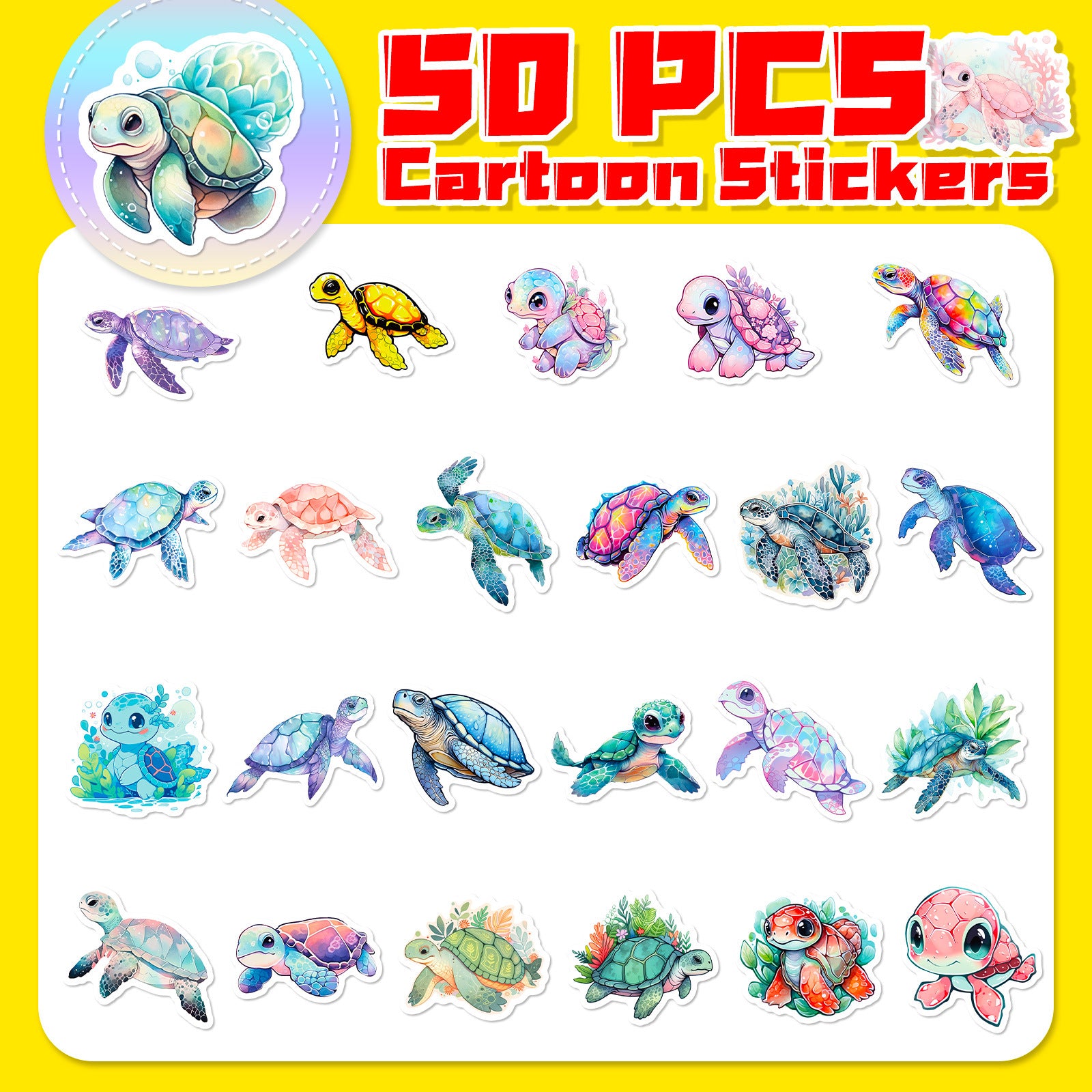 Wholesale 50 colorful ocean turtle DIY stickers