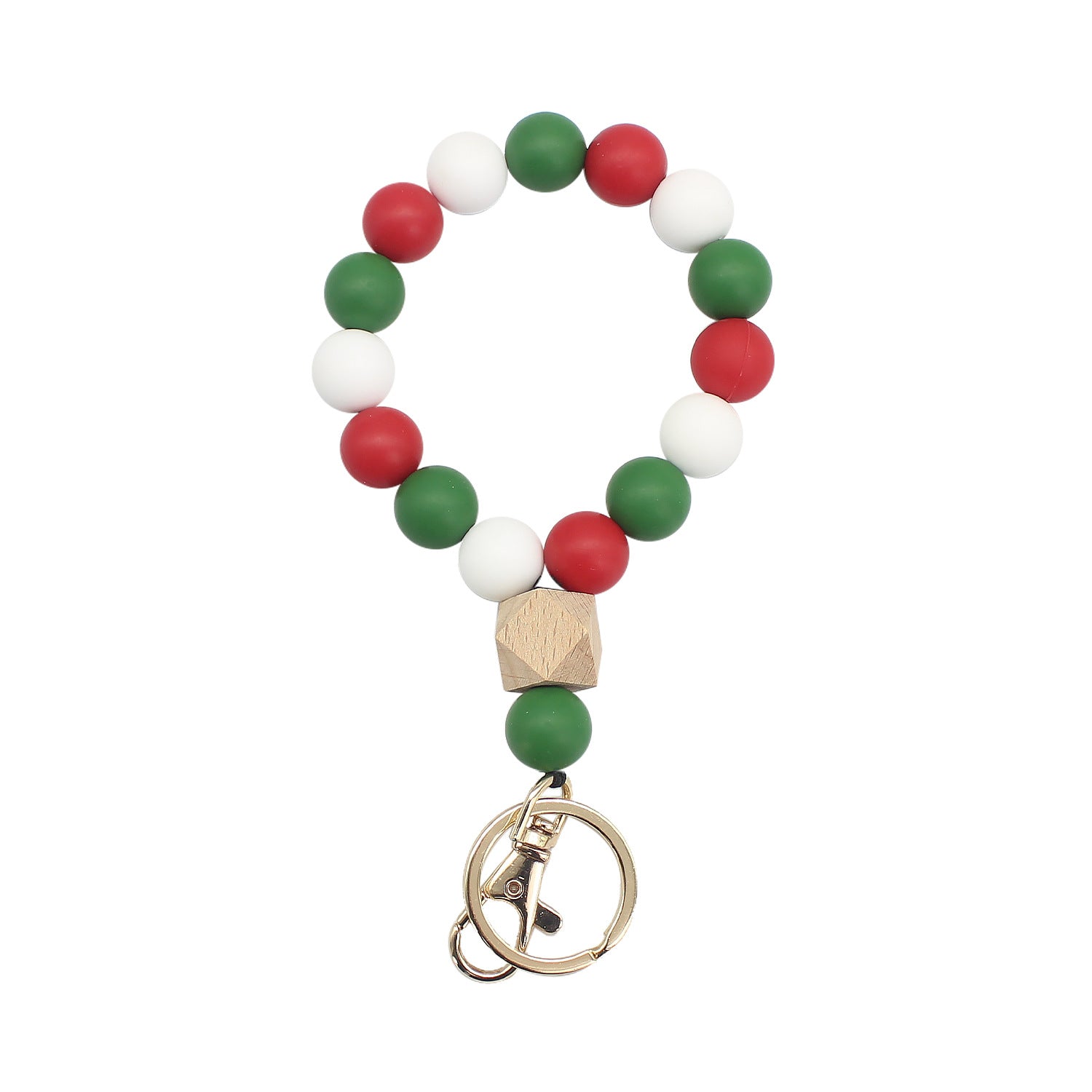 Wholesale Silicone Color Beaded Bracelet Keychain