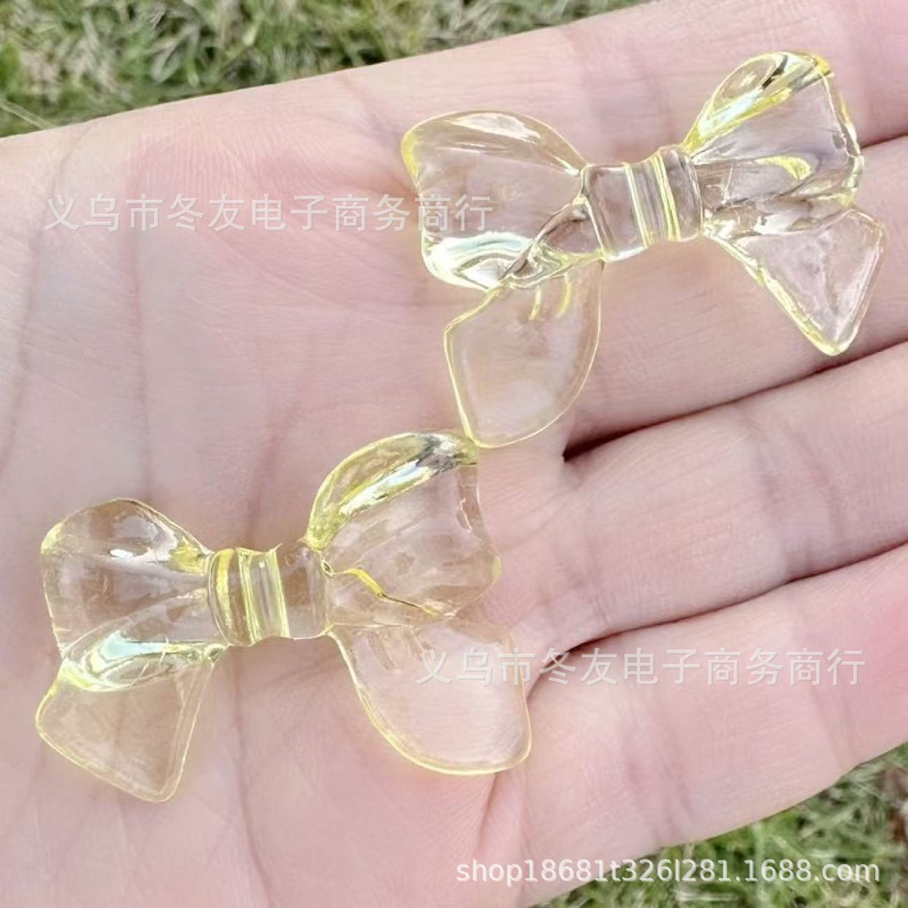 Wholesale 50pcs Transparent colored butterfly bow acrylic beads