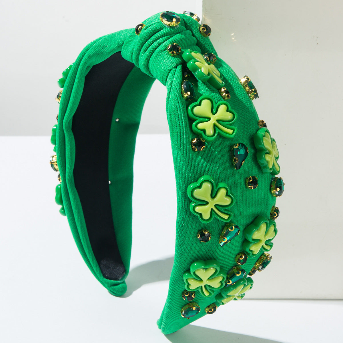 Wholesale St.  Patrick' s Day diamond studded clover green headband