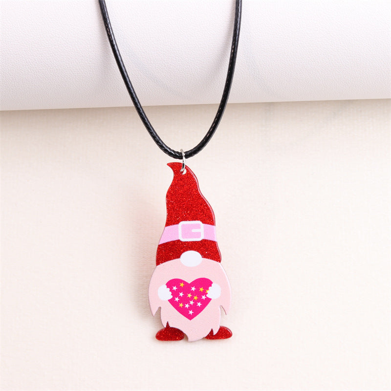 Wholesale Valentine's Day Sweater Hat Acrylic Necklace