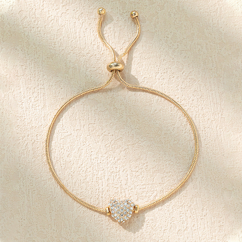 Wholesale Diamond studded heart-shaped pull-out bracelet