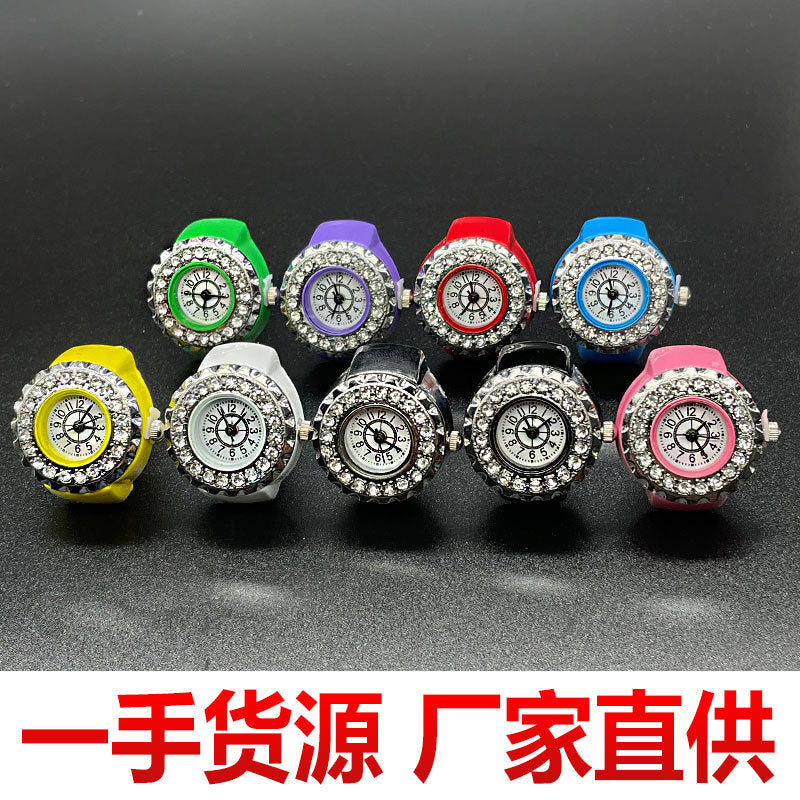 Wholesale [Ring watch]ring watch men and women Diamond-embedded trend high-end watch