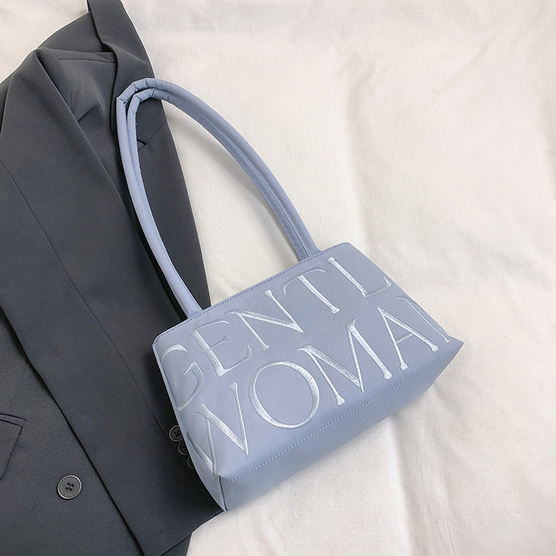 Wholesale Colorful nylon cloth bag with embroidered letters shoulder bag