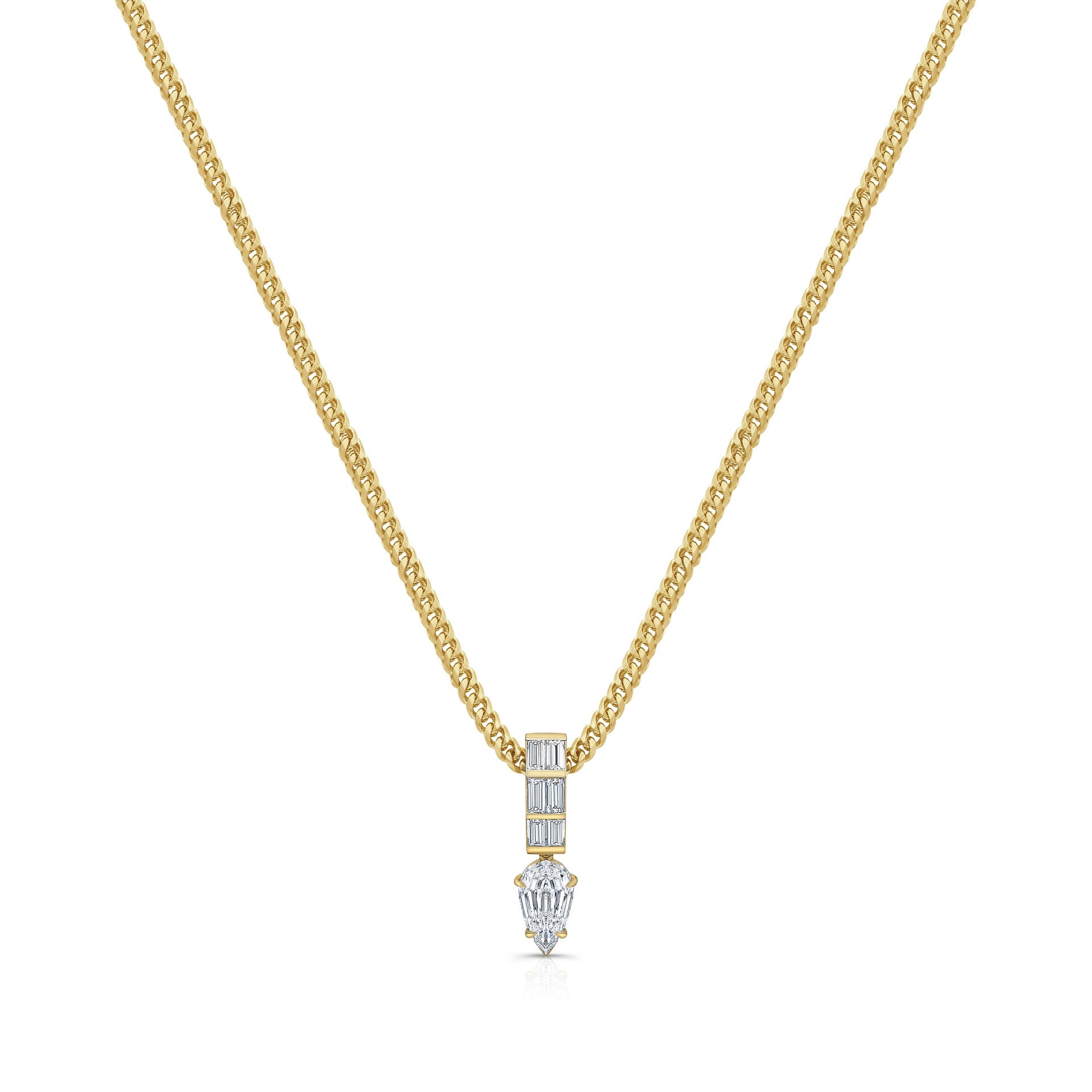 Wholesale Gold Tone Vintage Thick Chain Teardrop Pendant Necklace With Pear Zircon Layering Jewelry Fashion Accessory
