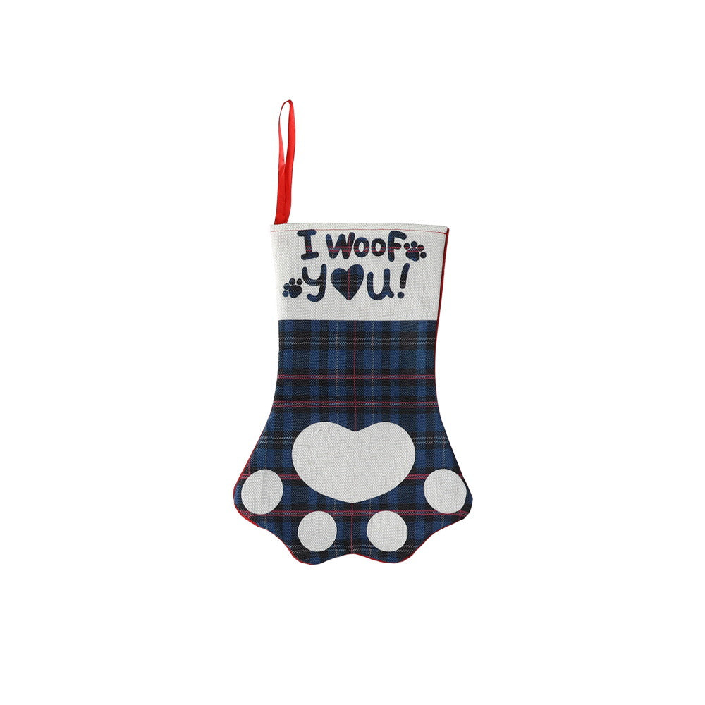 Wholesale M10PCS/PACK Christmas Stockings Creative Print Pet Dog Cat Paw Print Home Decorations