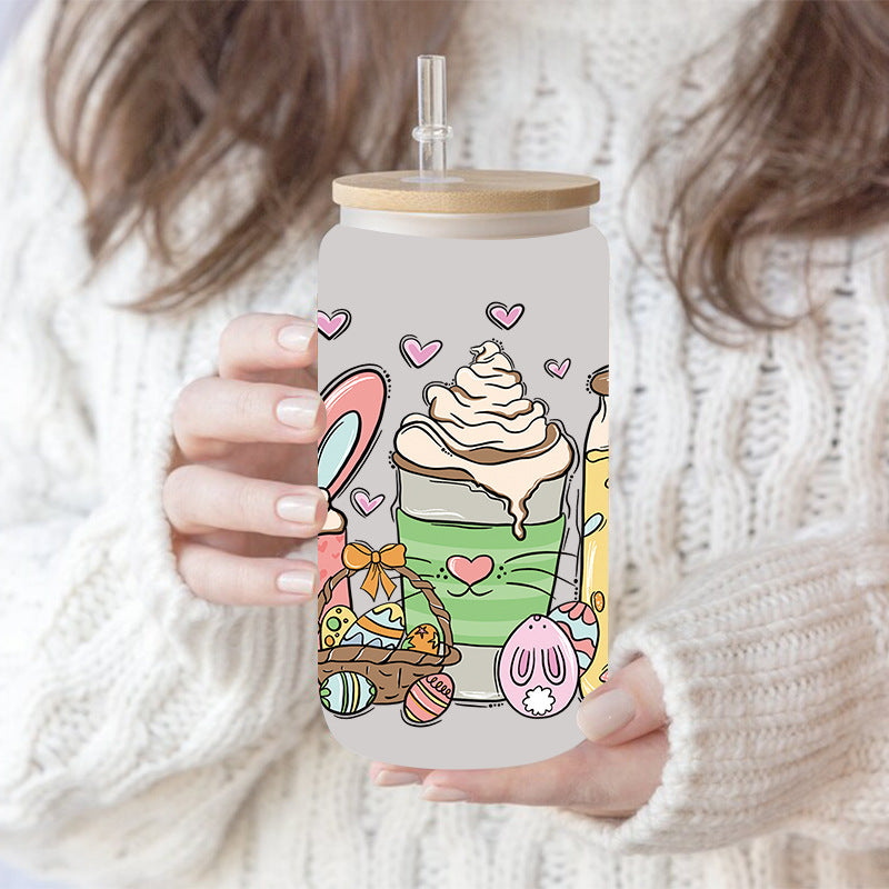 Wholesale Colorful Rabbit Easter 16oz Cup UV DTF Wraps