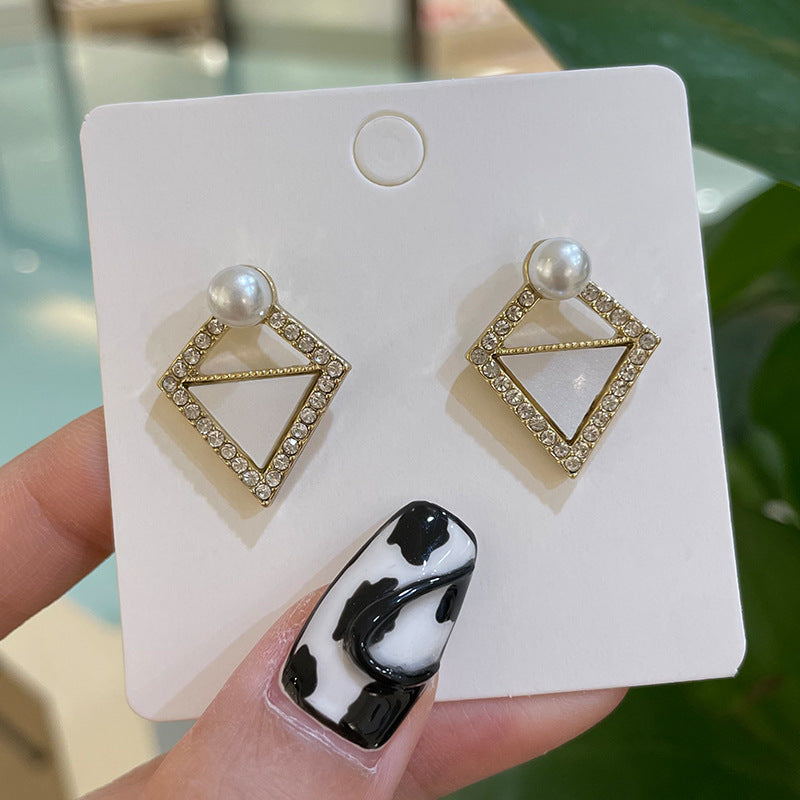 Wholesale Alloy Dot Drill Oil Drop Square Irregular Glass Drill Earrings