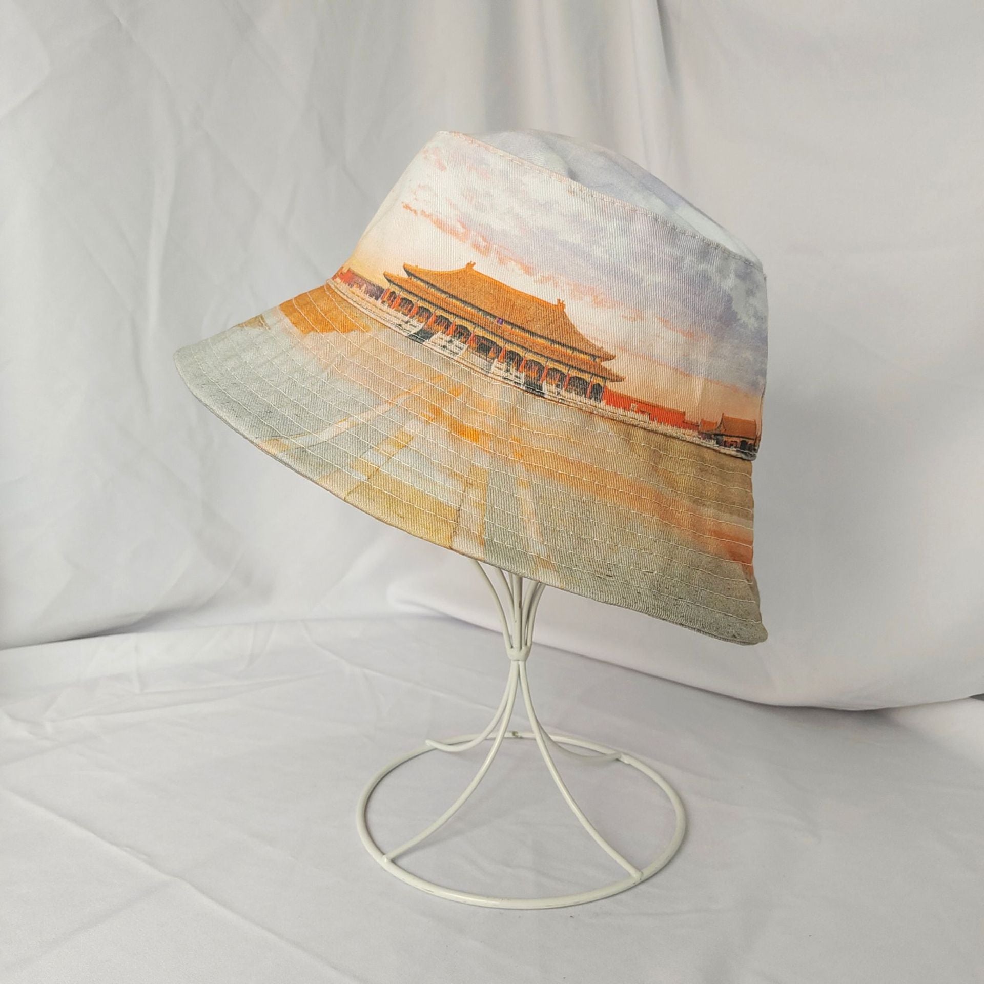 Algodón al por mayor Sombrero de cubo de patrón de la ciudad de la ciudad