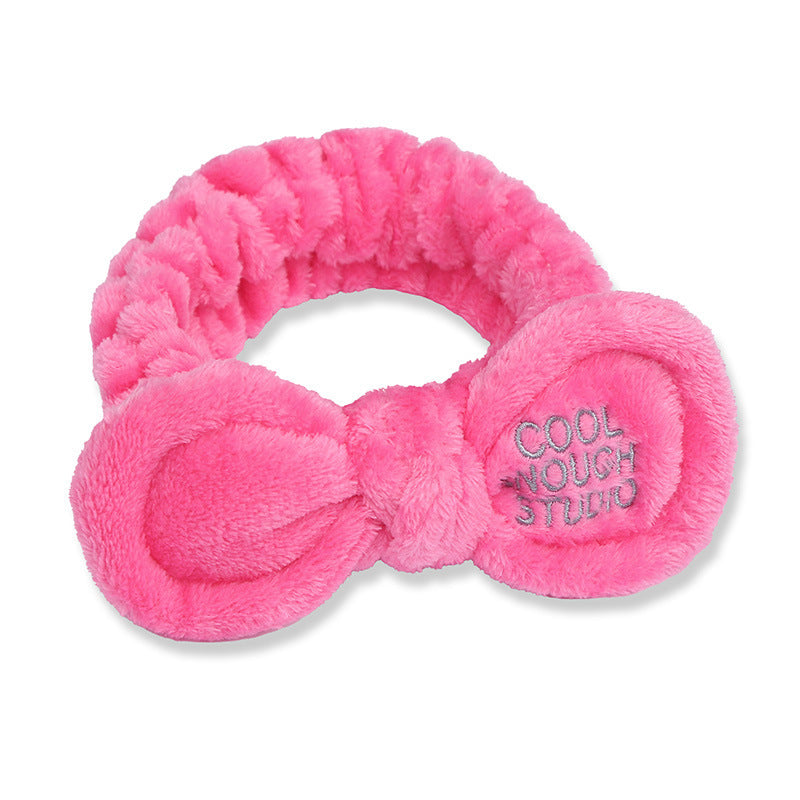 Wholesale Plush Embroidered Letters Rabbit Ears Bow Wide Brim Headband