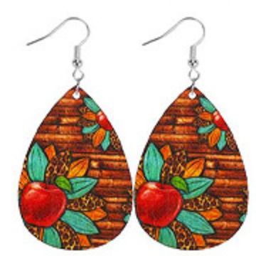 Wholesale Wooden Printed Earrings for Teachers' Day and Graduation Season