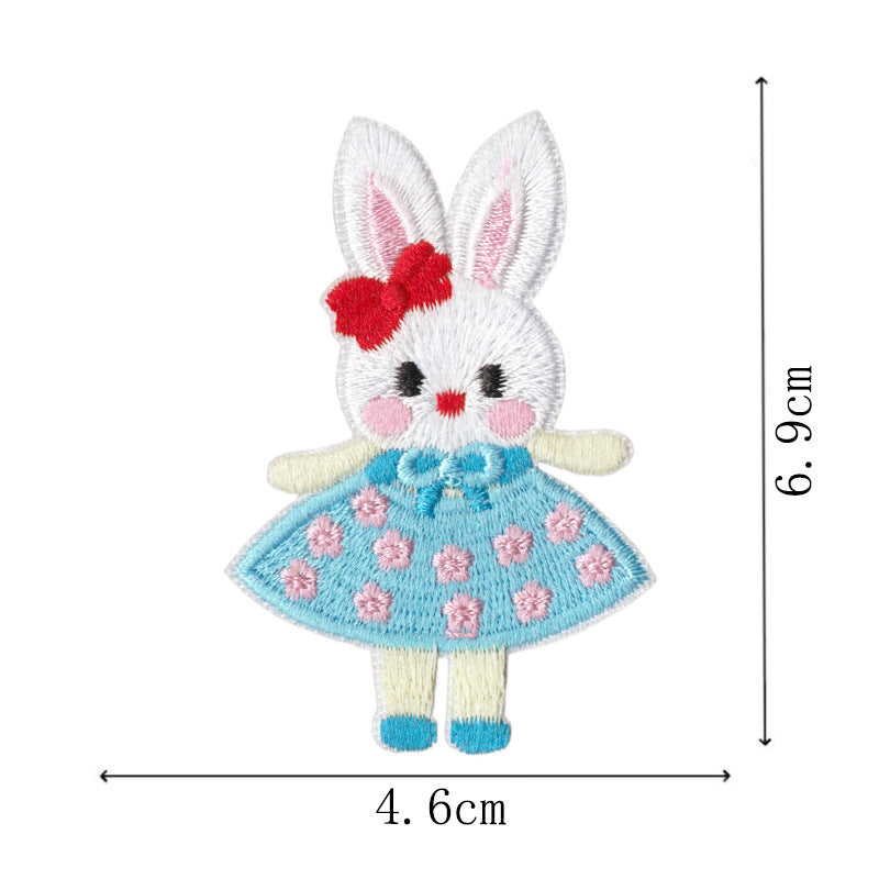 Wholesale 9 Piece Embroidered Rabbit Patch Set Cute Cartoon DIY Craft Supply For ets And Journals
