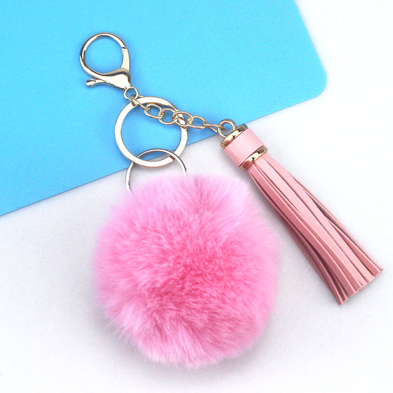 Wholesale Fur Ball PU Tassel Keychain
