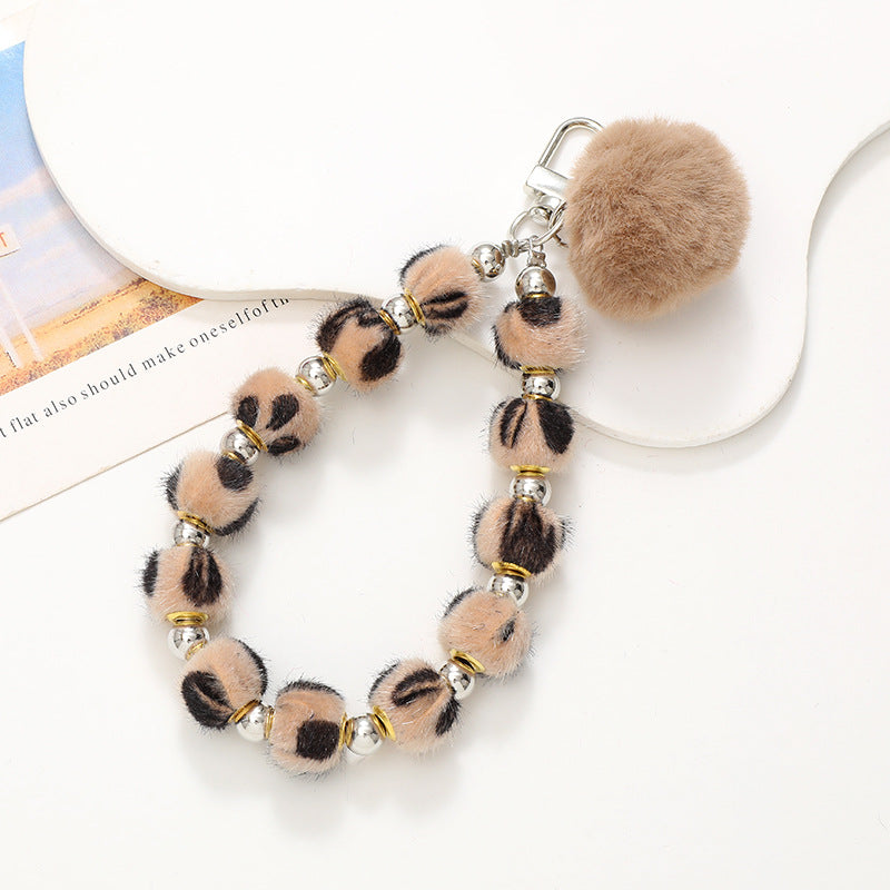 Wholesale Plush Ball Beaded Mobile Phone Lanyards