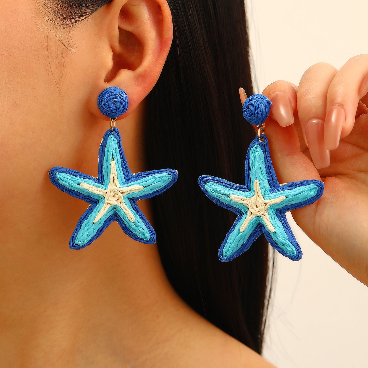 Wholesale Trendy Summer Vacation Hand Knit Raffia Flower Earrings For Women Golden Yellow Fashion Accessory Resale Gift