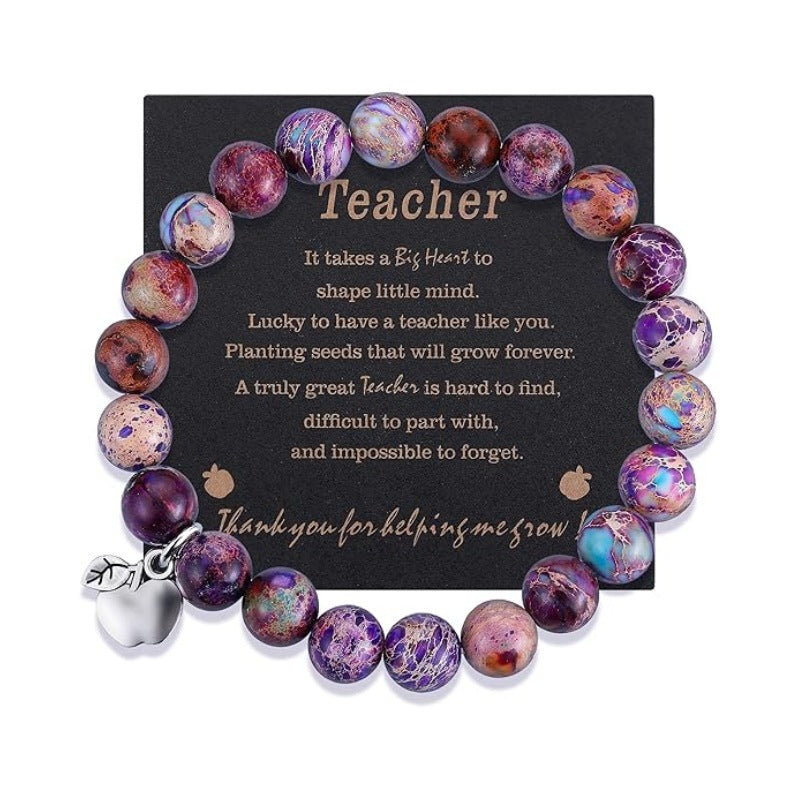 Wholesale Letter Teacher' s Day Soft Ceramic Apple Layered Bracelet Set