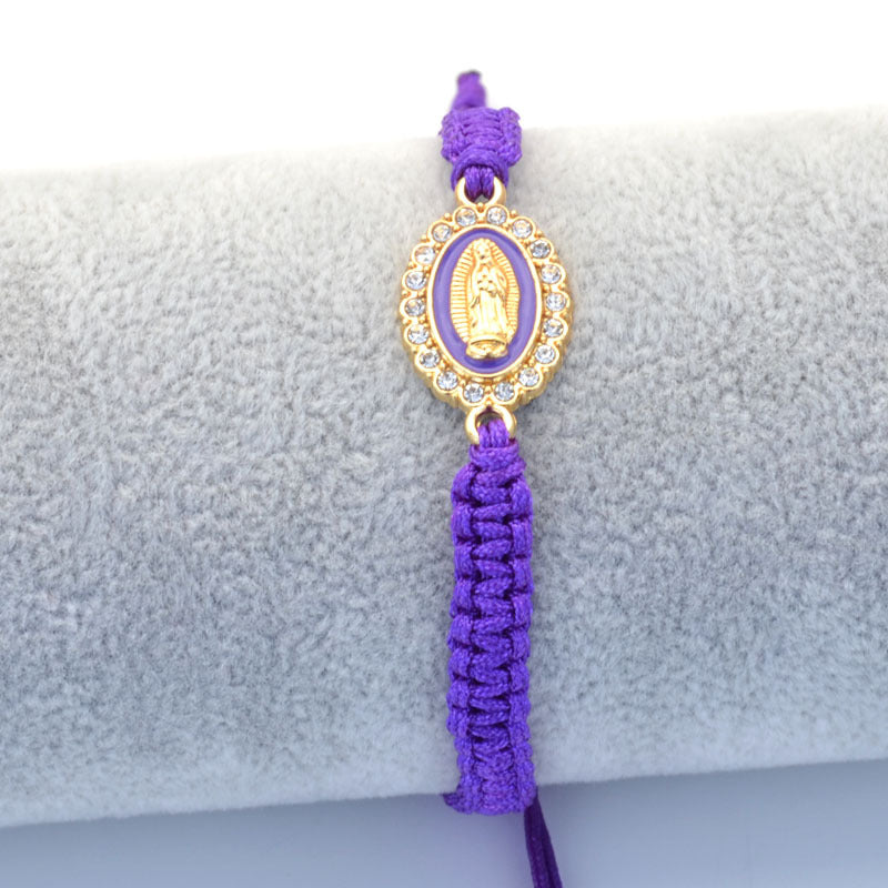 Wholesale Religion Diamond-encrusted Religious Our Lady Woven Bracelet