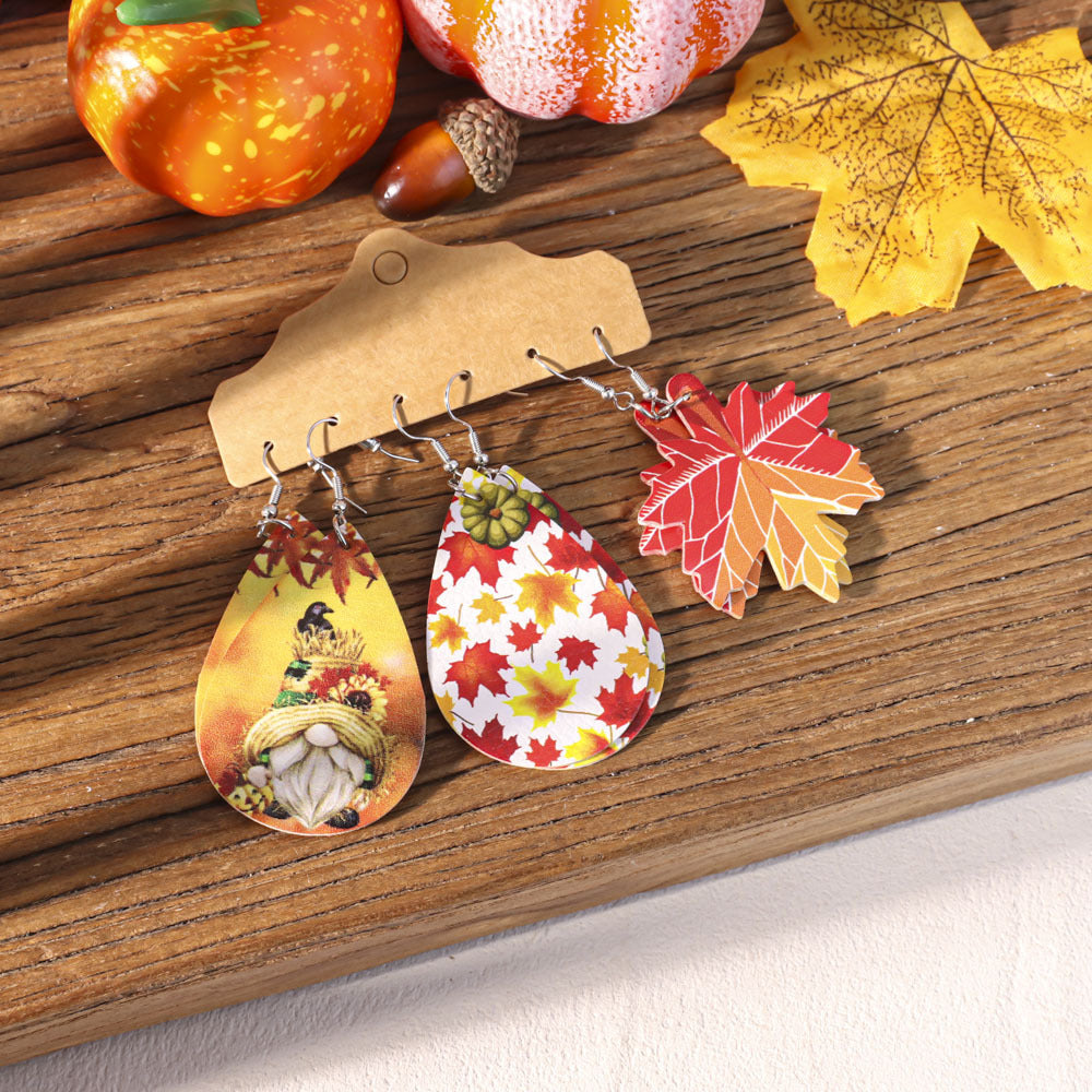 Wholesale Thanksgiving Maple Leaf Pumpkin earrings