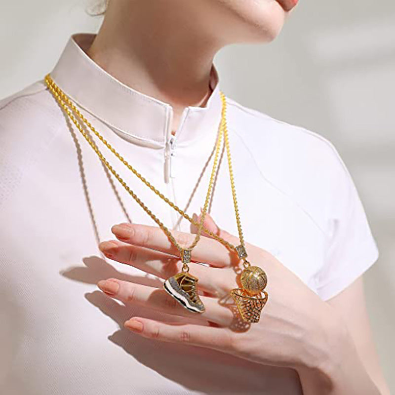 Wholesale Basketball hip-hop men' s accessories retro necklace