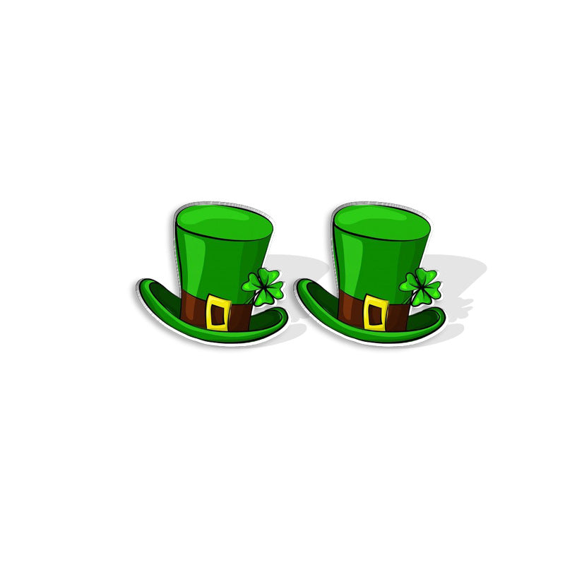Wholesale St. Patrick's Day Shamrock Heat Shrink Sheet Acrylic Earrings