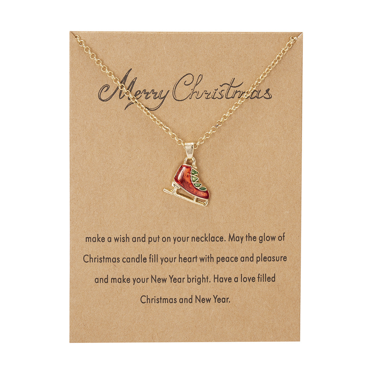 Wholesale Christmas Wish Painting Oil Paper Card Necklace