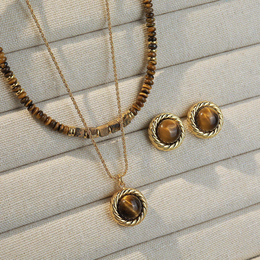 Wholesale Melad Natural Stone Beaded Color blocked Four Piece Necklace Set