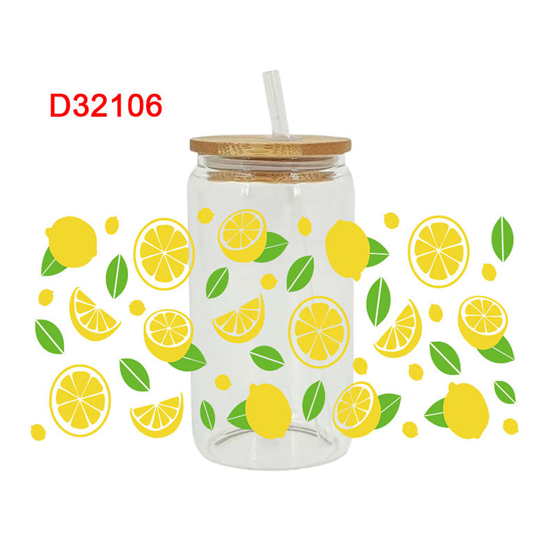 Wholesale fruit Cup  Crystal Sticker16oz Cup UV DTF Wraps 16oz Cup UV DTF Wraps