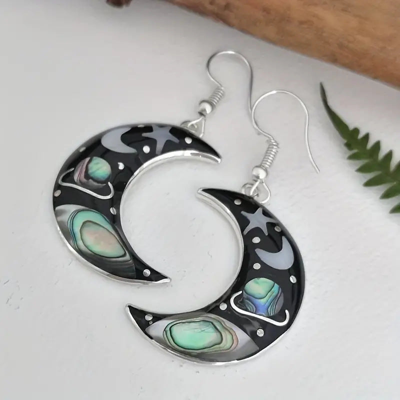 Wholesale Creative Moon Crystal Earrings Starry Sky Pendant Earrings